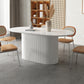 White Top Dining Table Contemporary Oval Dining Table with Pedestal Base Clearhalo 'Dining Tables & Seating' 'Dining Tables' 'dining_table' 'furn' 'furn_dining_table' 'Furniture' 'Kitchen & Dining Furniture' 5998096