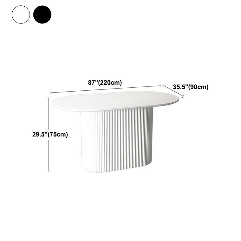 White Top Dining Table Contemporary Oval Dining Table with Pedestal Base Clearhalo 'Dining Tables & Seating' 'Dining Tables' 'dining_table' 'furn' 'furn_dining_table' 'Furniture' 'Kitchen & Dining Furniture' 5998102