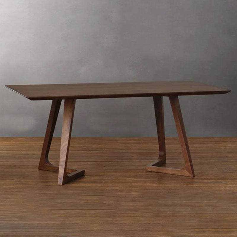 Table à manger en bois massif rectangulaire meubles bruns modernes avec double piédestal pour intérieur