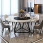Round Sintered Stone Dining Table Modern Turntable Furniture with Metal Base for Office