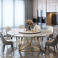 Round Sintered Stone Dining Table Modern Turntable Furniture with Metal Base for Office