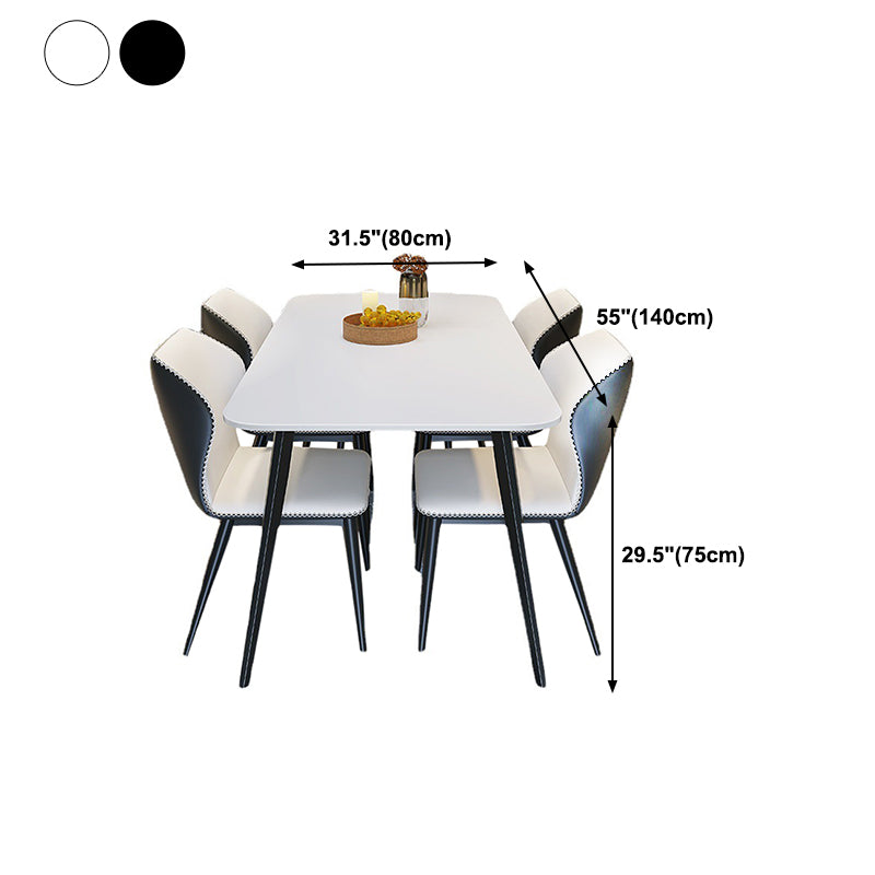 Tavolo da pranzo in pietra sinterizzato rettangolare moderni mobili interni bianchi neri con 4 gambe