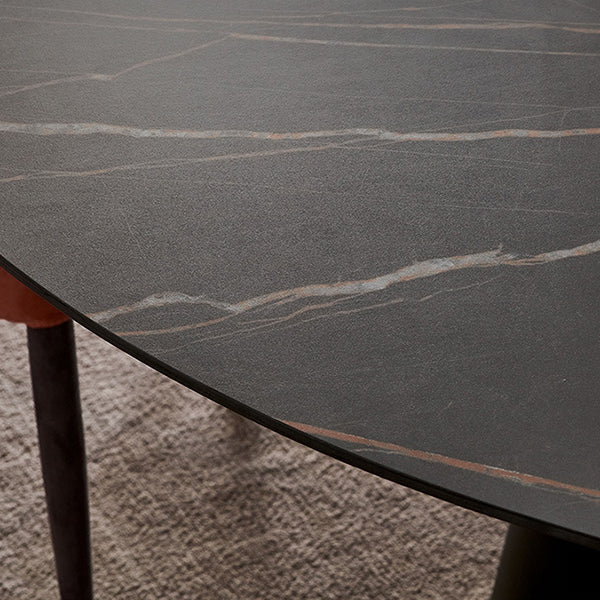 Round Sintered Stone Dining Table Modern Furniture with Pedestal Base for Home Clearhalo 'Dining Tables & Seating' 'Dining Tables' 'dining_table' 'furn' 'furn_dining_table' 'Furniture' 'Kitchen & Dining Furniture' 5998216