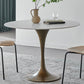 Round Dining Table Traditional Luxury Dining Table with Tulip Base White Gold 35.4"L x 35.4"W x 29.1"H Clearhalo 'Dining Tables & Seating' 'Dining Tables' 'dining_table' 'furn' 'furn_dining_table' 'Furniture' 'Kitchen & Dining Furniture' 5998223
