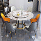 Round Sintered Stone Dining Table Modern Turntable Furniture with Solid Wood Pedestal Base Pandora Gold Without Chairs Clearhalo 'Dining Tables & Seating' 'Dining Tables' 'dining_table' 'furn' 'furn_dining_table' 'Furniture' 'Kitchen & Dining Furniture' 5998238
