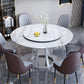Round Sintered Stone Dining Table Modern Turntable Furniture with Solid Wood Pedestal Base White Grey Without Chairs Clearhalo 'Dining Tables & Seating' 'Dining Tables' 'dining_table' 'furn' 'furn_dining_table' 'Furniture' 'Kitchen & Dining Furniture' 5998243