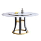 Round Sintered Stone Dining Table Modern Turntable Furniture with Solid Wood Pedestal Base Clearhalo 'Dining Tables & Seating' 'Dining Tables' 'dining_table' 'furn' 'furn_dining_table' 'Furniture' 'Kitchen & Dining Furniture' 5998244