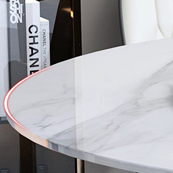 Round Sintered Stone Dining Table Modern Turntable Furniture with Solid Wood Pedestal Base Clearhalo 'Dining Tables & Seating' 'Dining Tables' 'dining_table' 'furn' 'furn_dining_table' 'Furniture' 'Kitchen & Dining Furniture' 5998246