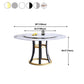Round Sintered Stone Dining Table Modern Turntable Furniture with Solid Wood Pedestal Base Clearhalo 'Dining Tables & Seating' 'Dining Tables' 'dining_table' 'furn' 'furn_dining_table' 'Furniture' 'Kitchen & Dining Furniture' 5998251