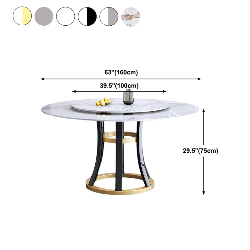 Round Sintered Stone Dining Table Modern Turntable Furniture with Solid Wood Pedestal Base Clearhalo 'Dining Tables & Seating' 'Dining Tables' 'dining_table' 'furn' 'furn_dining_table' 'Furniture' 'Kitchen & Dining Furniture' 5998252