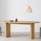 Oval Solid Wood Dining Table Modern Natural Furniture with Double Pedestal for Apartment