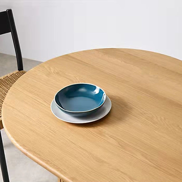 Oval Solid Wood Dining Table Modern Natural Furniture with Double Pedestal for Apartment
