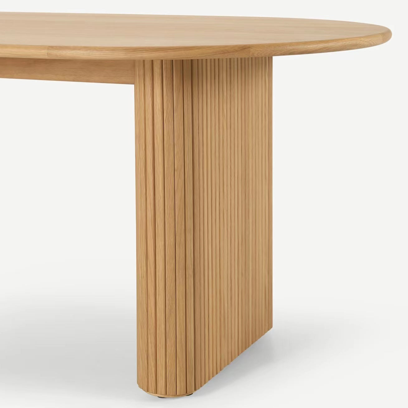 Oval Solid Wood Dining Table Modern Natural Furniture with Double Pedestal for Apartment