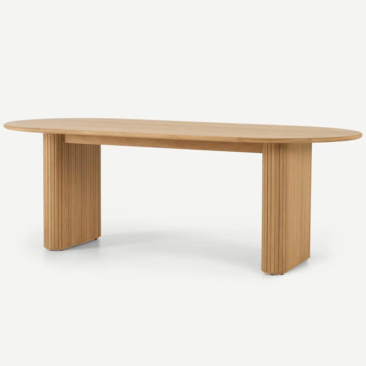 Tavolo da pranzo in legno massiccio ovale mobili moderni con doppio piedistallo per appartamento