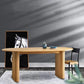 Oval Solid Wood Dining Table Modern Natural Furniture with Double Pedestal for Apartment