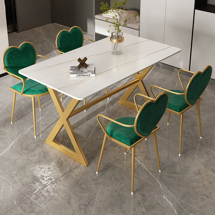 Tavolo da pranzo in pietra rettangolare casa mobili di lusso con doppio piedistallo in finitura opaca