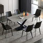 Rectangular Stone Dining Table Modern Furniture with Steel Base for Apartment Dark Grey Without Chairs Clearhalo 'Dining Tables & Seating' 'Dining Tables' 'dining_table' 'furn' 'furn_dining_table' 'Furniture' 'Kitchen & Dining Furniture' 5998328