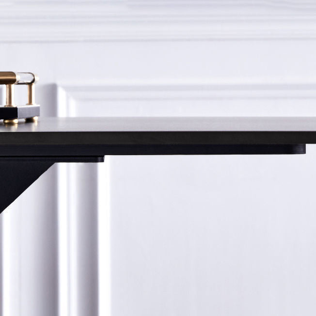 Rectangular Stone Dining Table Modern Furniture with Steel Base for Apartment Clearhalo 'Dining Tables & Seating' 'Dining Tables' 'dining_table' 'furn' 'furn_dining_table' 'Furniture' 'Kitchen & Dining Furniture' 5998331