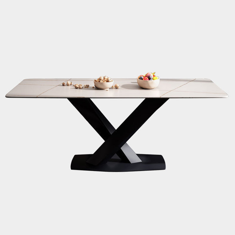 Rectangular Stone Dining Table Modern Furniture with Steel Base for Apartment Clearhalo 'Dining Tables & Seating' 'Dining Tables' 'dining_table' 'furn' 'furn_dining_table' 'Furniture' 'Kitchen & Dining Furniture' 5998334