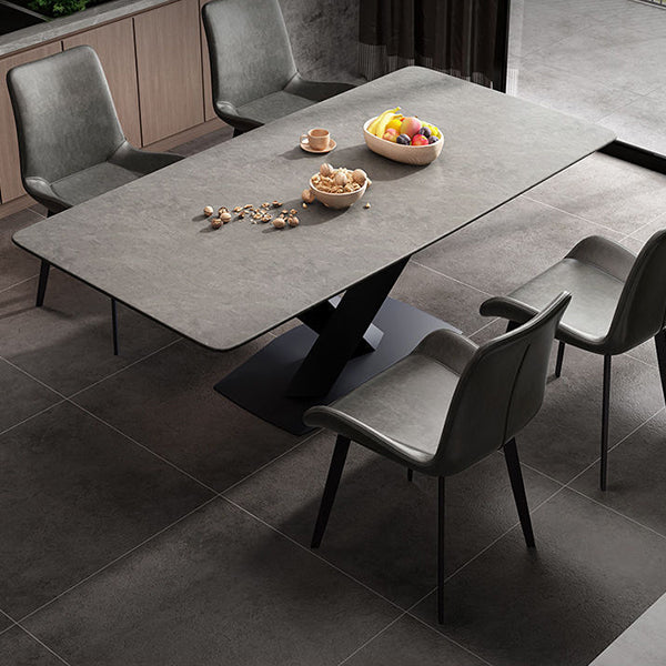 Rectangular Stone Dining Table Modern Furniture with Steel Base for Apartment Clearhalo 'Dining Tables & Seating' 'Dining Tables' 'dining_table' 'furn' 'furn_dining_table' 'Furniture' 'Kitchen & Dining Furniture' 5998337
