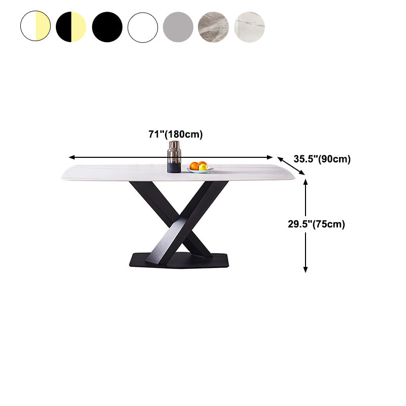 Rectangular Stone Dining Table Modern Furniture with Steel Base for Apartment Clearhalo 'Dining Tables & Seating' 'Dining Tables' 'dining_table' 'furn' 'furn_dining_table' 'Furniture' 'Kitchen & Dining Furniture' 5998343