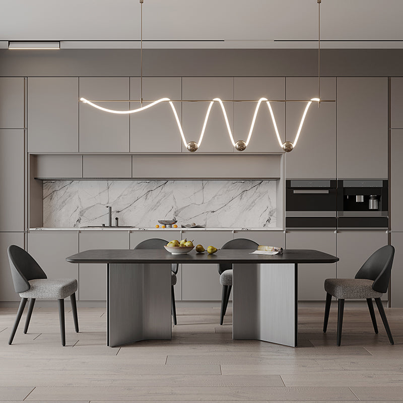 Mesa de comedor rectangular mesa de comedor de piedra con pedestal doble