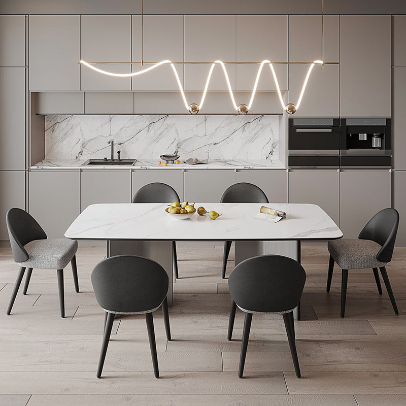 Mesa de comedor rectangular mesa de comedor de piedra con pedestal doble