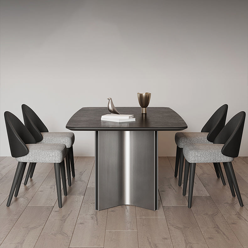 Mesa de comedor rectangular mesa de comedor de piedra con pedestal doble