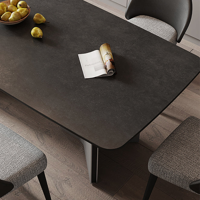 Mesa de comedor rectangular mesa de comedor de piedra con pedestal doble