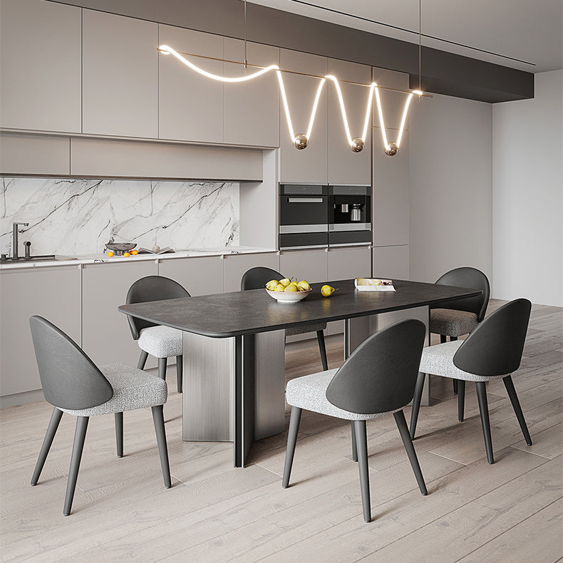 Mesa de comedor rectangular mesa de comedor de piedra con pedestal doble