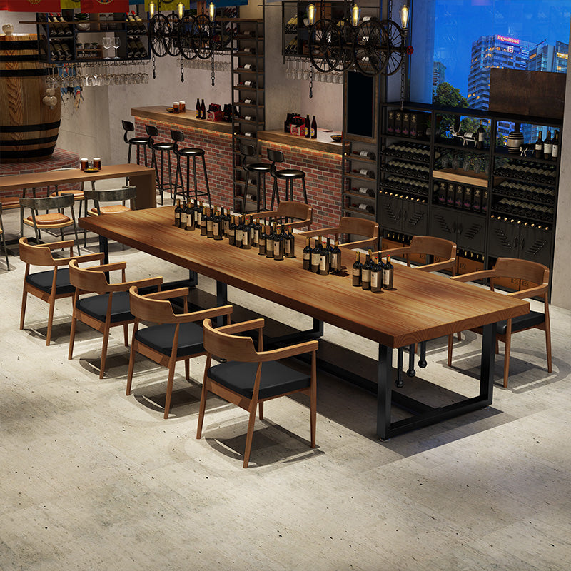 Mesa de comedor de comedor de madera sólida de pino mesa de comedor rectangular con base de caballete