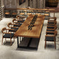 Mesa de comedor de comedor de madera sólida de pino mesa de comedor rectangular con base de caballete