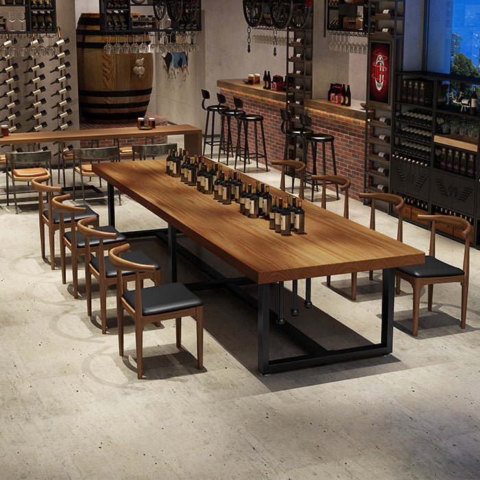 Mesa de comedor de comedor de madera sólida de pino mesa de comedor rectangular con base de caballete