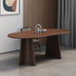 Mesa de comedor ovalada de madera maciza, muebles modernos con pedestal doble en acabado mate para interiores
