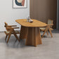 Mesa de comedor ovalada de madera maciza, muebles modernos con pedestal doble en acabado mate para interiores