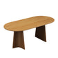 Mesa de comedor ovalada de madera maciza, muebles modernos con pedestal doble en acabado mate para interiores
