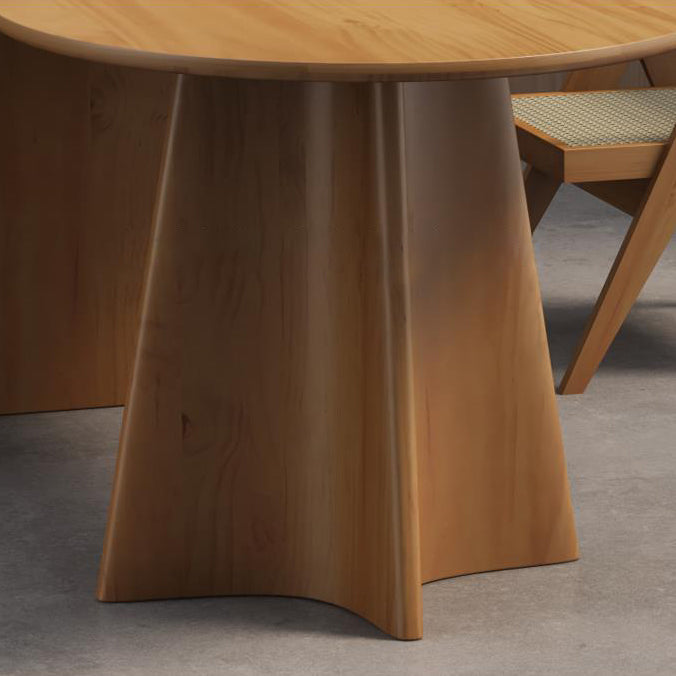 Mesa de comedor ovalada de madera maciza, muebles modernos con pedestal doble en acabado mate para interiores