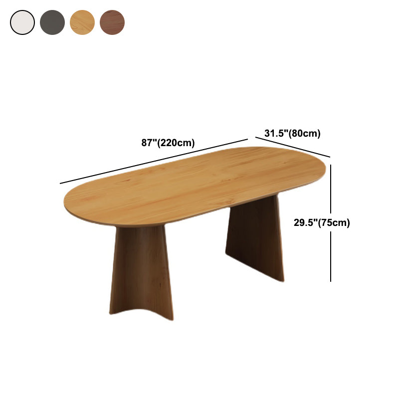 Mesa de comedor ovalada de madera maciza, muebles modernos con pedestal doble en acabado mate para interiores