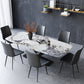 Stone Top Dining Table Rectangle Dining Table with Pedestal for Kitchen
