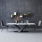 Stone Top Dining Table Rectangle Dining Table with Pedestal for Kitchen