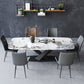 Stone Top Dining Table Rectangle Dining Table with Pedestal for Kitchen