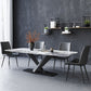 Stone Top Dining Table Rectangle Dining Table with Pedestal for Kitchen