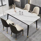 Rectangular Sintered Stone Dining Table Luxury White Furniture with Steel 4 Legs for Home White Without Chairs Clearhalo 'Dining Tables & Seating' 'Dining Tables' 'dining_table' 'furn' 'furn_dining_table' 'Furniture' 'Kitchen & Dining Furniture' 5998442