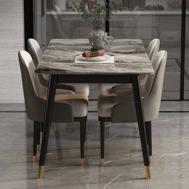 Rectangular Sintered Stone Dining Table Luxury White Furniture with Steel 4 Legs for Home Clearhalo 'Dining Tables & Seating' 'Dining Tables' 'dining_table' 'furn' 'furn_dining_table' 'Furniture' 'Kitchen & Dining Furniture' 5998450