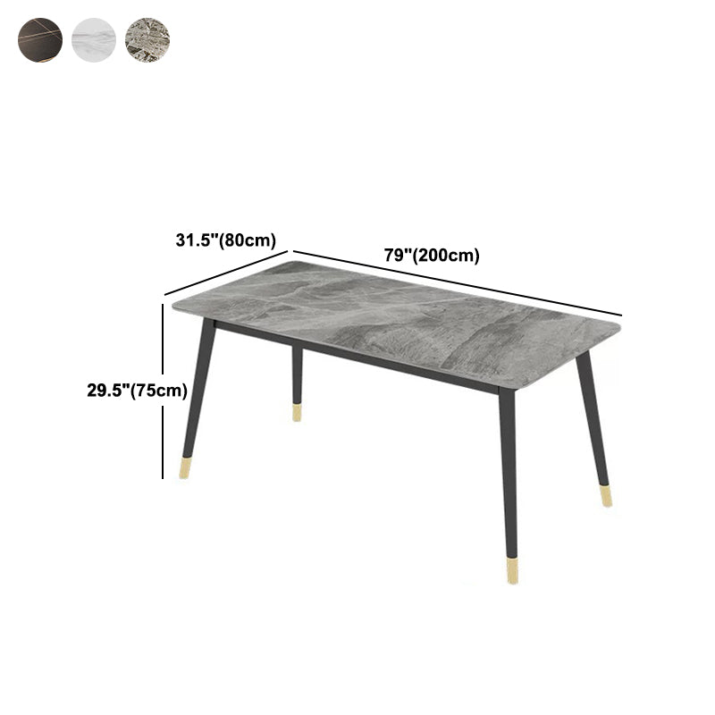 Rectangular Sintered Stone Dining Table Luxury White Furniture with Steel 4 Legs for Home Clearhalo 'Dining Tables & Seating' 'Dining Tables' 'dining_table' 'furn' 'furn_dining_table' 'Furniture' 'Kitchen & Dining Furniture' 5998453