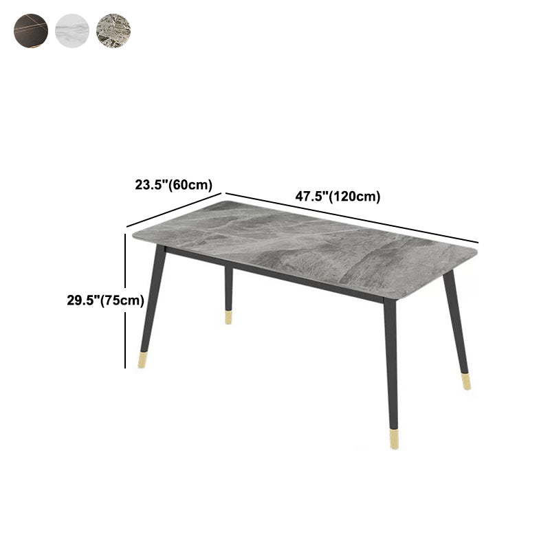 Rectangular Sintered Stone Dining Table Luxury White Furniture with Steel 4 Legs for Home Clearhalo 'Dining Tables & Seating' 'Dining Tables' 'dining_table' 'furn' 'furn_dining_table' 'Furniture' 'Kitchen & Dining Furniture' 5998454