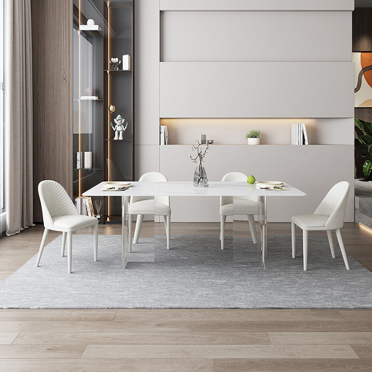 Rechthoek witte bovenkant eettafel moderne acrylbasis tafel voor keuken