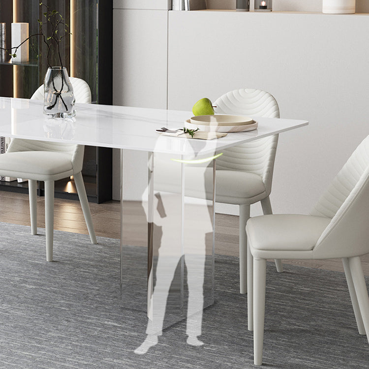 Rechthoek witte bovenkant eettafel moderne acrylbasis tafel voor keuken