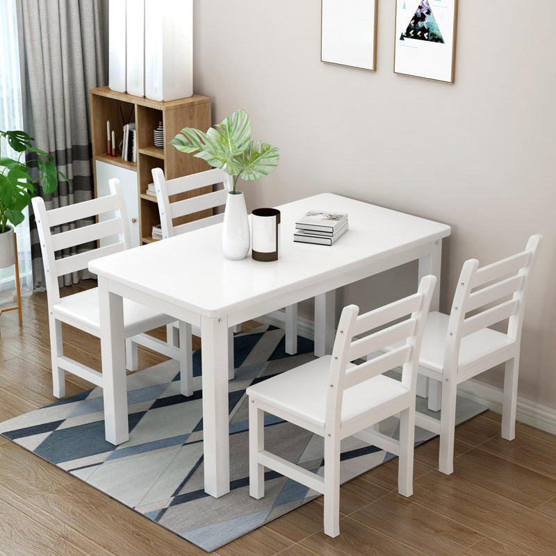 Rectangular Solid Wood Dining Table Modern White-natural Furniture with 4 Legs for Indoor White Without Chairs Clearhalo 'Dining Tables & Seating' 'Dining Tables' 'dining_table' 'furn' 'furn_dining_table' 'Furniture' 'Kitchen & Dining Furniture' 5998492
