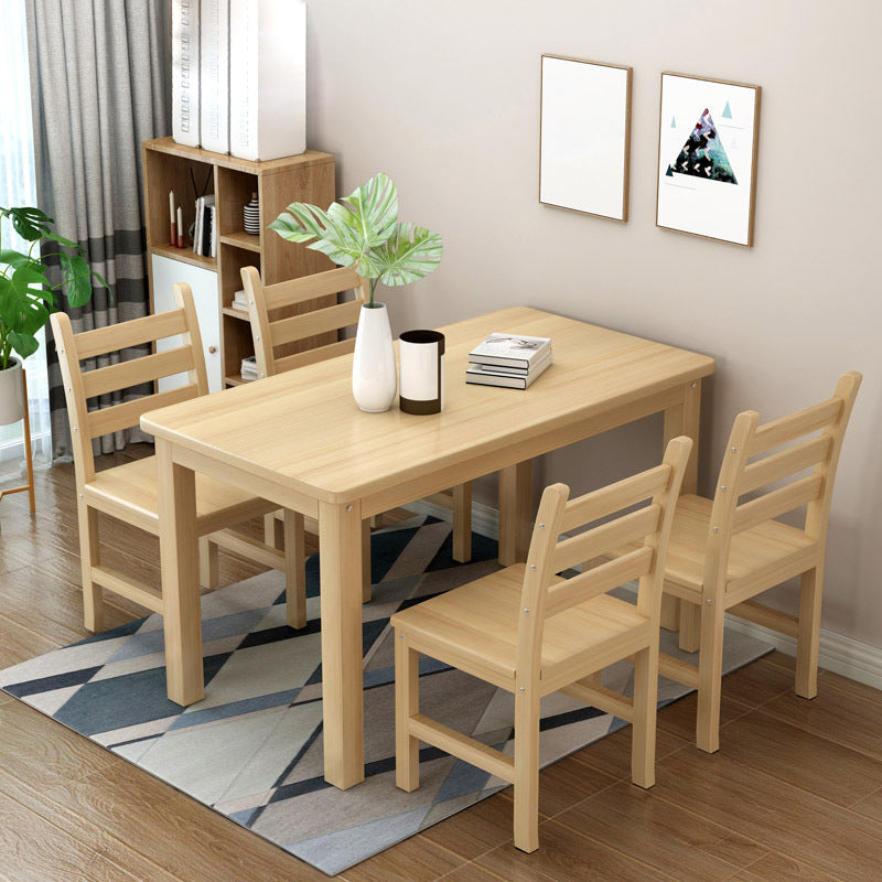 Rectangular Solid Wood Dining Table Modern White-natural Furniture with 4 Legs for Indoor Natural 47.2"L x 23.6"W x 29.5"H Without Chairs Clearhalo 'Dining Tables & Seating' 'Dining Tables' 'dining_table' 'furn' 'furn_dining_table' 'Furniture' 'Kitchen & Dining Furniture' 5998493